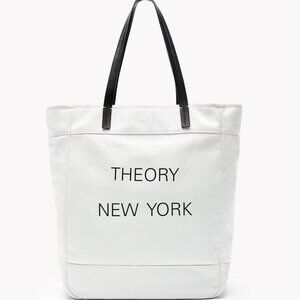 New York Box Tote In Canvas And Leather